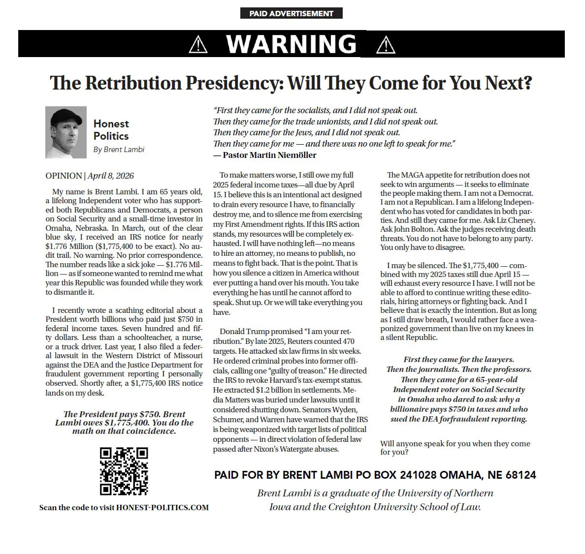 Warning: The Retribution Presidency: Will They Come For You Next?