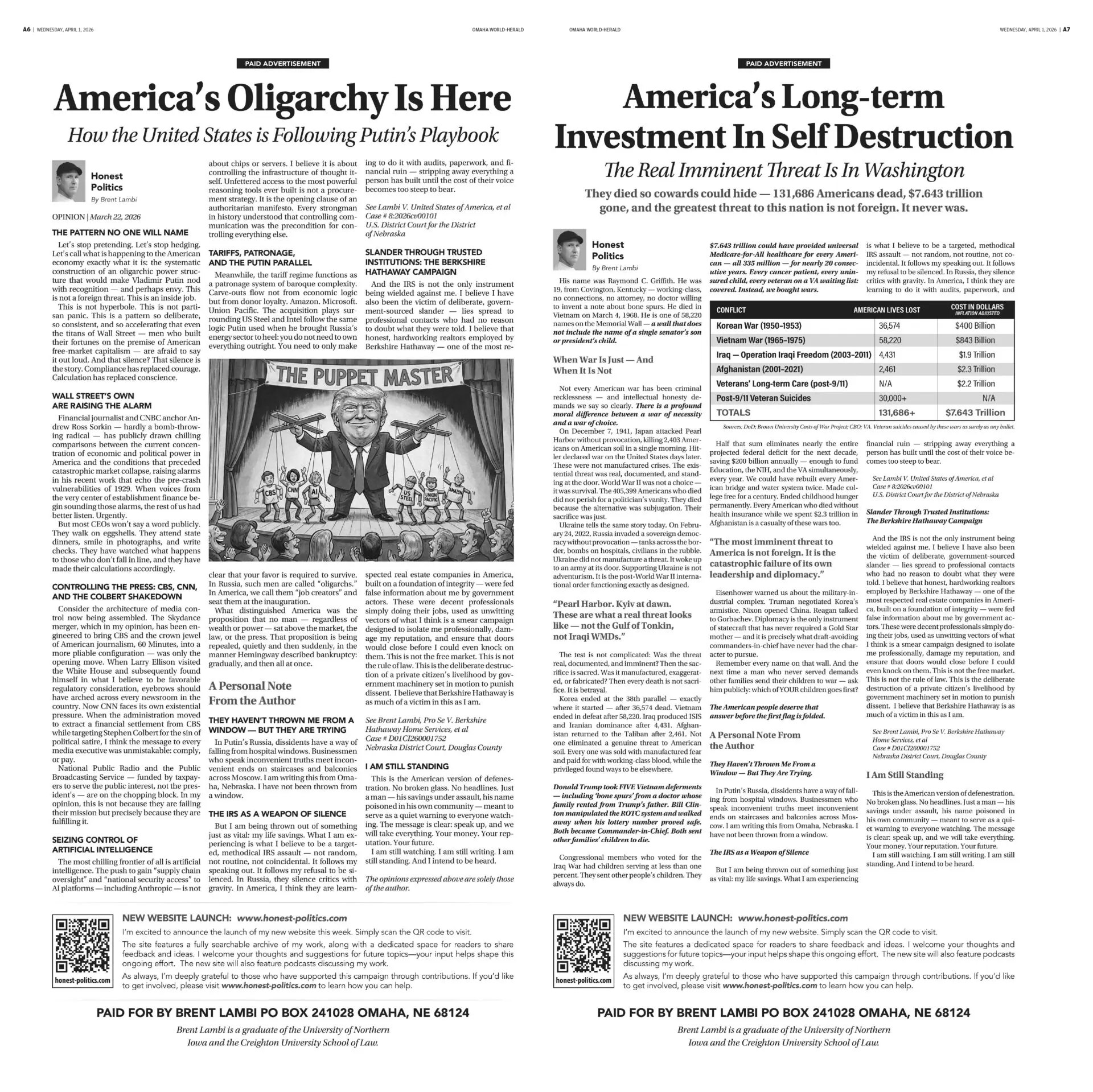 America’s Oligarchy is Here / America’s Long-term Investment in Self Destruction