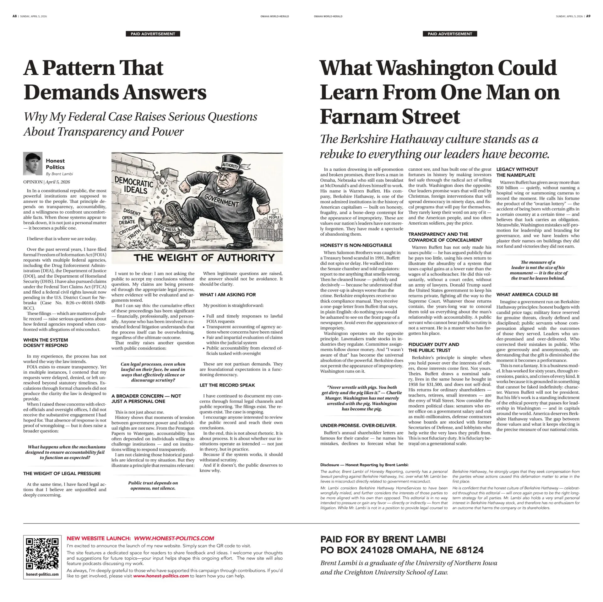 A Pattern That Demands Answers / What Washington Could Learn From One Man on Farnam Street