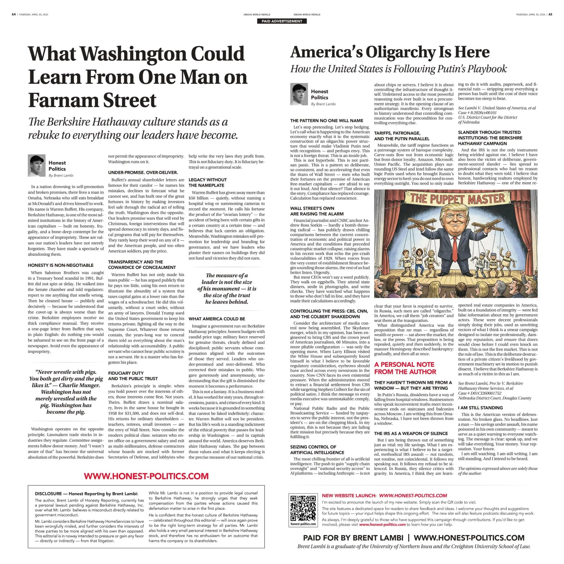 What Washington Could Learn From One Man on Farnam Street / America’s Oligarchy Is Here