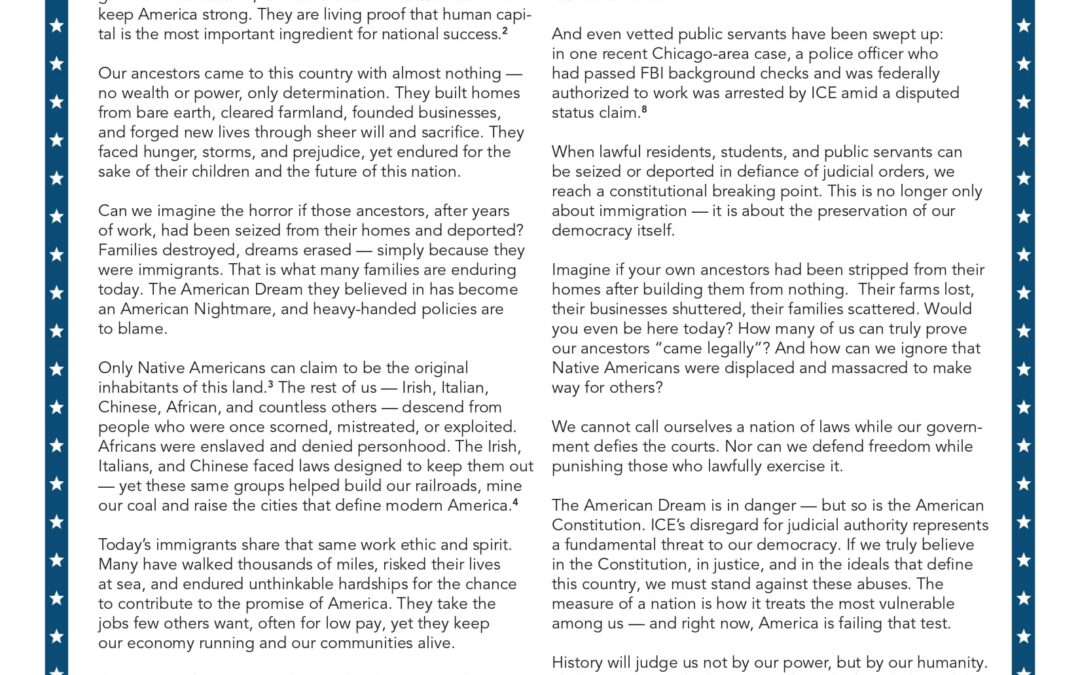 An Open Letter to the American People: The American Dream Should Not Be Deported Nor the Constitution Betrayed 11/02/25