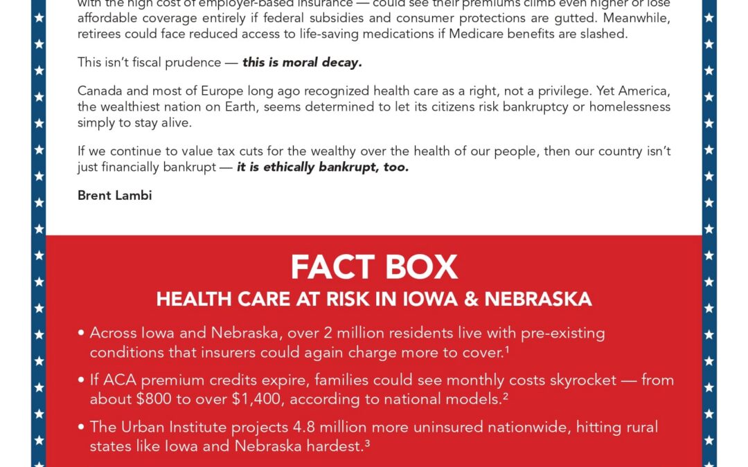 America’s Moral Sickness: Cutting Care for the Many to Enrich the Few 11/16/25