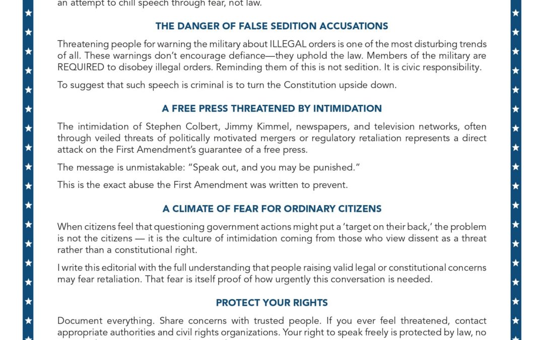 The New War on Dissent: Sedition, Silence, and the Assault on Democracy 11/30/25