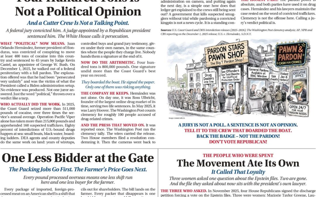 As Seen in the Omaha World-Herald & The Des Moines Register: Your Tax Dollars, Their Harvest / Four Hundred Tons Is Not a Political Opinion / The Movement Ate Its Own / One Less Bidder at the Gate / A Pause and an Apology