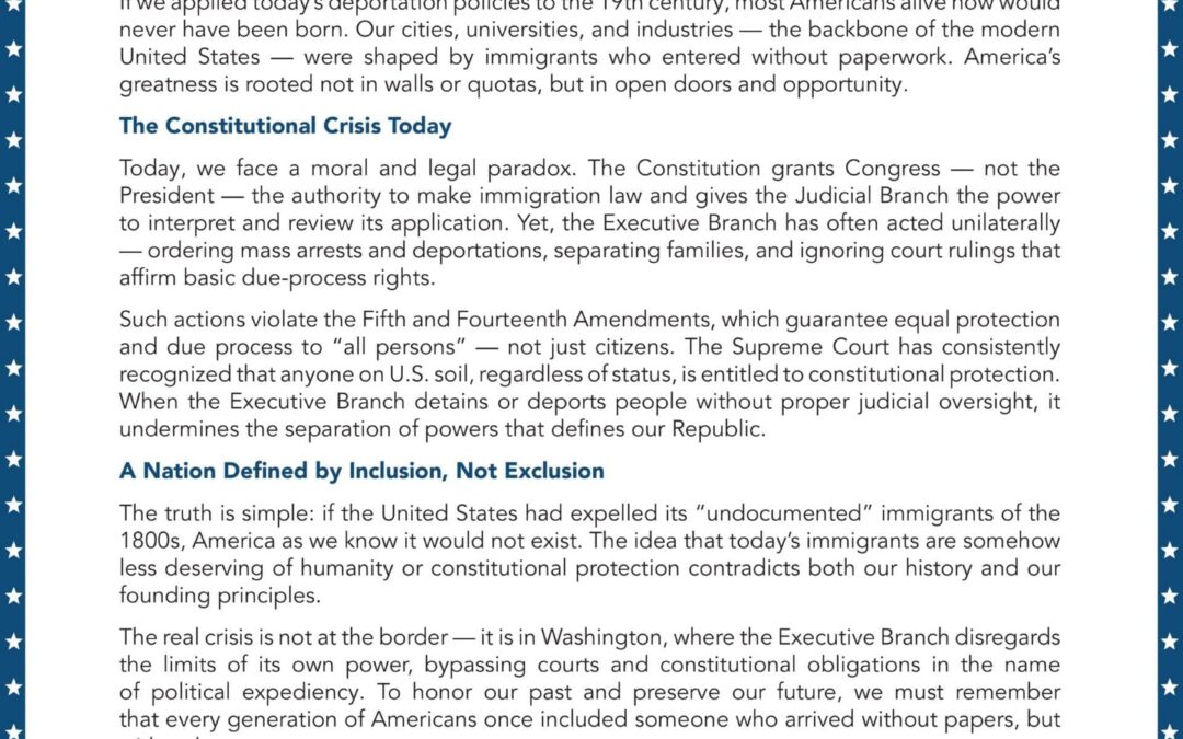 America’s Undocumented Founders: A Constitutional Reckoning on Immigration 11/23/25