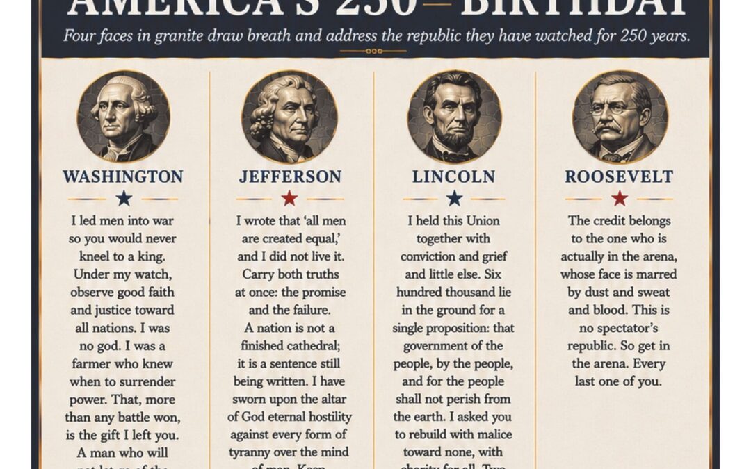 If the faces on Mount Rushmore could give a speech for America’s 250th birthday.