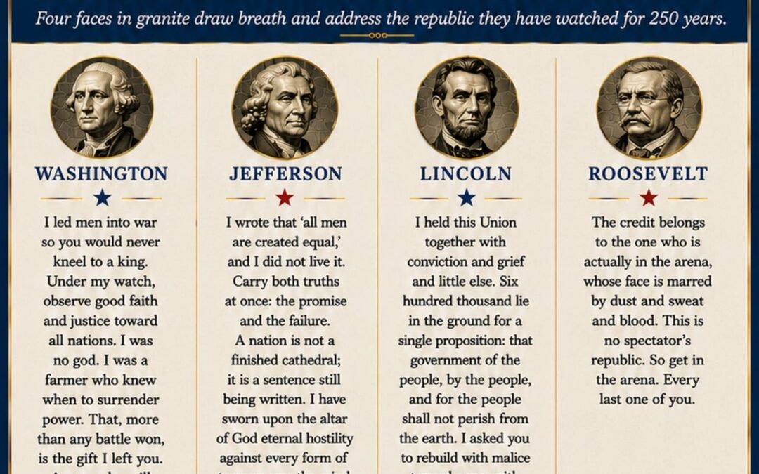 If the faces on Mount Rushmore could give a speech for America’s 250th birthday.